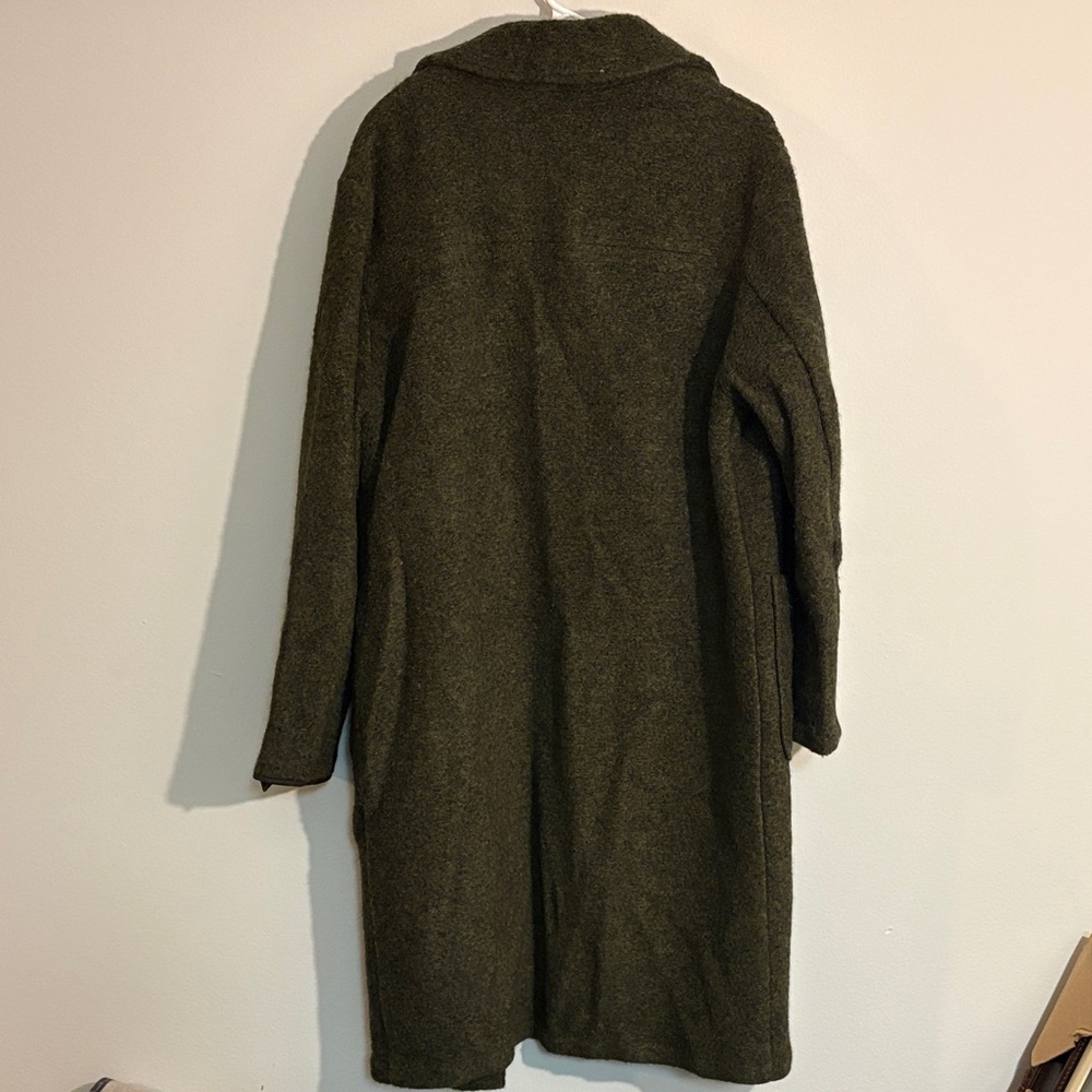 Banana republic women’s Long Olive Green Wool Blend Overcoat size large - Picture 10 of 10